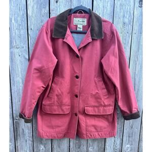 VTG LL Bean Field Coat Womens XL Barn Chore Jacket Corduroy Collar Cuffs Cottage